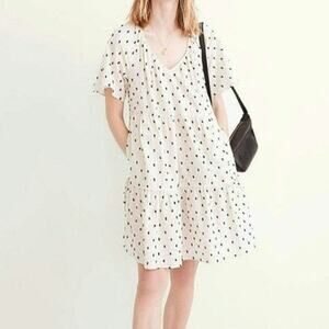 Madewell Cream Polka Dot Mini Dress